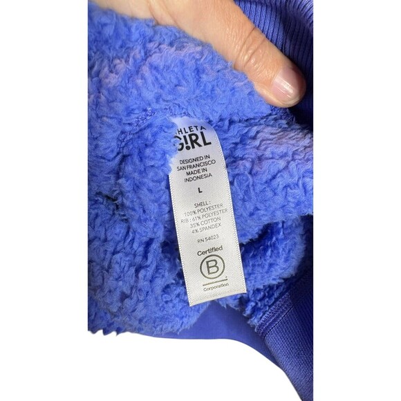 NWT Athleta Girls So Snug Sherpa Hoodie 2.0 Blue Size Large - 12. - Picture 7 of 10